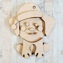 OL1314  - MDF Dog - santa hat - Olifantjie - Wooden - MDF - Lasercut - Blank - Craft - Kit - Mixed Media - UK