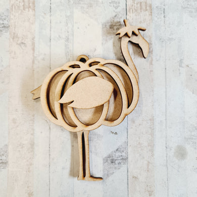 Sale OL429 - MDF Flamingo Pumpkin Bauble - Olifantjie - Wooden - MDF - Lasercut - Blank - Craft - Kit - Mixed Media - UK