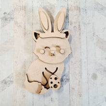 OL1318  - MDF Cat - easter ears hat - Olifantjie - Wooden - MDF - Lasercut - Blank - Craft - Kit - Mixed Media - UK