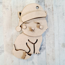 OL1323  - MDF Cat - santa hat - Olifantjie - Wooden - MDF - Lasercut - Blank - Craft - Kit - Mixed Media - UK