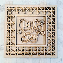 OL2293 - MDF Rattan effect square plaque Christmas Farmhouse Doodle - Let it Snow - Olifantjie - Wooden - MDF - Lasercut - Blank - Craft - Kit - Mixed Media - UK