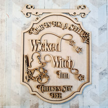 OL2337 - MDF Farmhouse Doodle Halloween - Hanging Sign Layered Plaque - Wicked Witch Inn - Olifantjie - Wooden - MDF - Lasercut - Blank - Craft - Kit - Mixed Media - UK