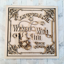 OL2320 - MDF Farmhouse Doodle Halloween  - Square layered Plaque - Wicked Witch Inn - Olifantjie - Wooden - MDF - Lasercut - Blank - Craft - Kit - Mixed Media - UK