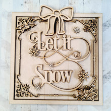 OL2308 - MDF Farmhouse Doodle Christmas - Square layered Plaque - Let it Snow - Olifantjie - Wooden - MDF - Lasercut - Blank - Craft - Kit - Mixed Media - UK