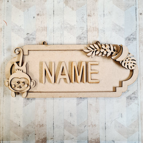 SS154 - MDF Cute Monkey style 2 Personalised Street Sign - Large (12 letters) - Olifantjie - Wooden - MDF - Lasercut - Blank - Craft - Kit - Mixed Media - UK