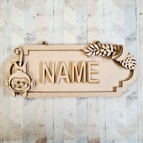 SS154 - MDF Cute Monkey style 2 Personalised Street Sign - Medium (8 letters) - Olifantjie - Wooden - MDF - Lasercut - Blank - Craft - Kit - Mixed Media - UK