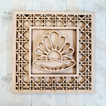 OL2405  - MDF Rattan Effect Square Plaque Mermaid Doodle - Pearl - Olifantjie - Wooden - MDF - Lasercut - Blank - Craft - Kit - Mixed Media - UK