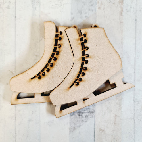 OL2414 - MDF Doodle Winter Hanging - Ice skate - With or Without Banner - Olifantjie - Wooden - MDF - Lasercut - Blank - Craft - Kit - Mixed Media - UK