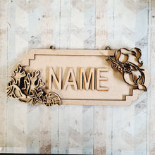 SS186 - MDF Doodle Mermaid - Style 1 Personalised Street Sign - Large (12 letters) - Olifantjie - Wooden - MDF - Lasercut - Blank - Craft - Kit - Mixed Media - UK