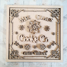 OL2390 - MDF Farmhouse Doodle Christmas  - Square layered Plaque -  Mrs Claus Cookie Co - Olifantjie - Wooden - MDF - Lasercut - Blank - Craft - Kit - Mixed Media - UK