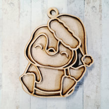 OL2431 - MDF Doodle Penguin Hanging - Style 3 - With or Without Banner - Olifantjie - Wooden - MDF - Lasercut - Blank - Craft - Kit - Mixed Media - UK
