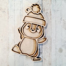 OL2430 - MDF Doodle Penguin Hanging - Style 2 - With or Without Banner - Olifantjie - Wooden - MDF - Lasercut - Blank - Craft - Kit - Mixed Media - UK