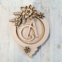 OL1123 - MDF Hanging Initial Bauble  -  Poinsettia - Olifantjie - Wooden - MDF - Lasercut - Blank - Craft - Kit - Mixed Media - UK