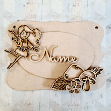 OP120 - MDF Doodle Woodland Fairy Themed Personalised Plaque - Olifantjie - Wooden - MDF - Lasercut - Blank - Craft - Kit - Mixed Media - UK
