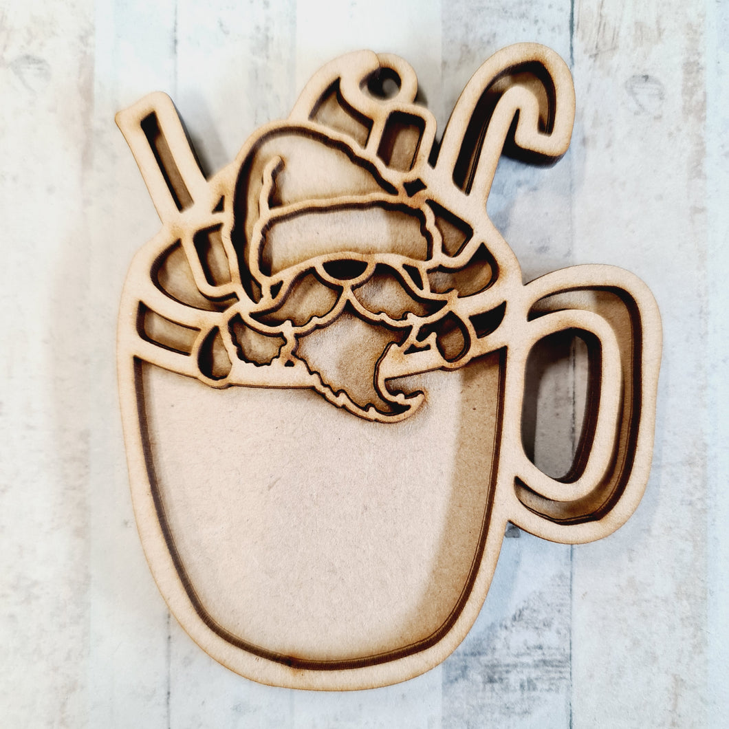 OL2391 - MDF Doodle Male Gonk Hanging - Male Hot Chocolate Cup - With or Without Banner - Olifantjie - Wooden - MDF - Lasercut - Blank - Craft - Kit - Mixed Media - UK