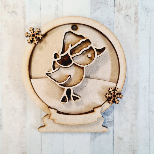 OL2536 - MDF Duck Christmas Bauble Snow Globe - Olifantjie - Wooden - MDF - Lasercut - Blank - Craft - Kit - Mixed Media - UK