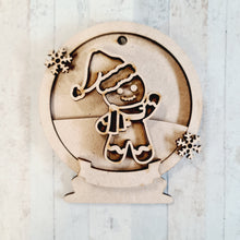 OL2514 - MDF Gingerbread 2 Christmas Bauble Snow Globe - Olifantjie - Wooden - MDF - Lasercut - Blank - Craft - Kit - Mixed Media - UK