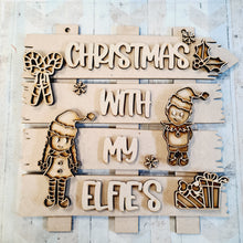 OL2483 - MDF Doodle Elves - 'Christmas with my Elfie's' - Olifantjie - Wooden - MDF - Lasercut - Blank - Craft - Kit - Mixed Media - UK