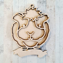 OL2582 - MDF Doodle Animal Hanging - Guinea Pig 3 - With or Without Banner - Olifantjie - Wooden - MDF - Lasercut - Blank - Craft - Kit - Mixed Media - UK