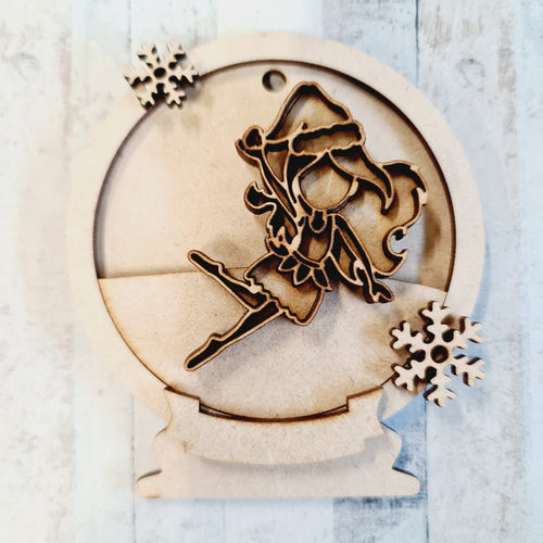 OL2525 - MDF Fairy 1 Christmas Bauble Snow Globe - Olifantjie - Wooden - MDF - Lasercut - Blank - Craft - Kit - Mixed Media - UK