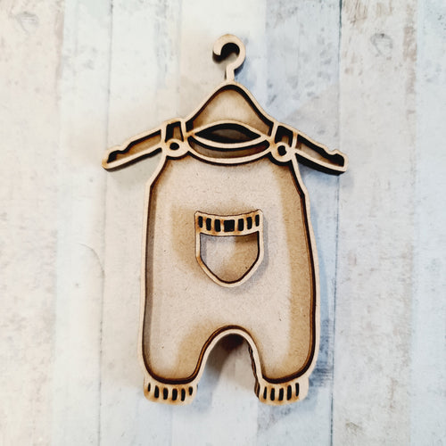 OL2594 - MDF Doodle Hanging - Baby Romper - With or Without Banner - Olifantjie - Wooden - MDF - Lasercut - Blank - Craft - Kit - Mixed Media - UK