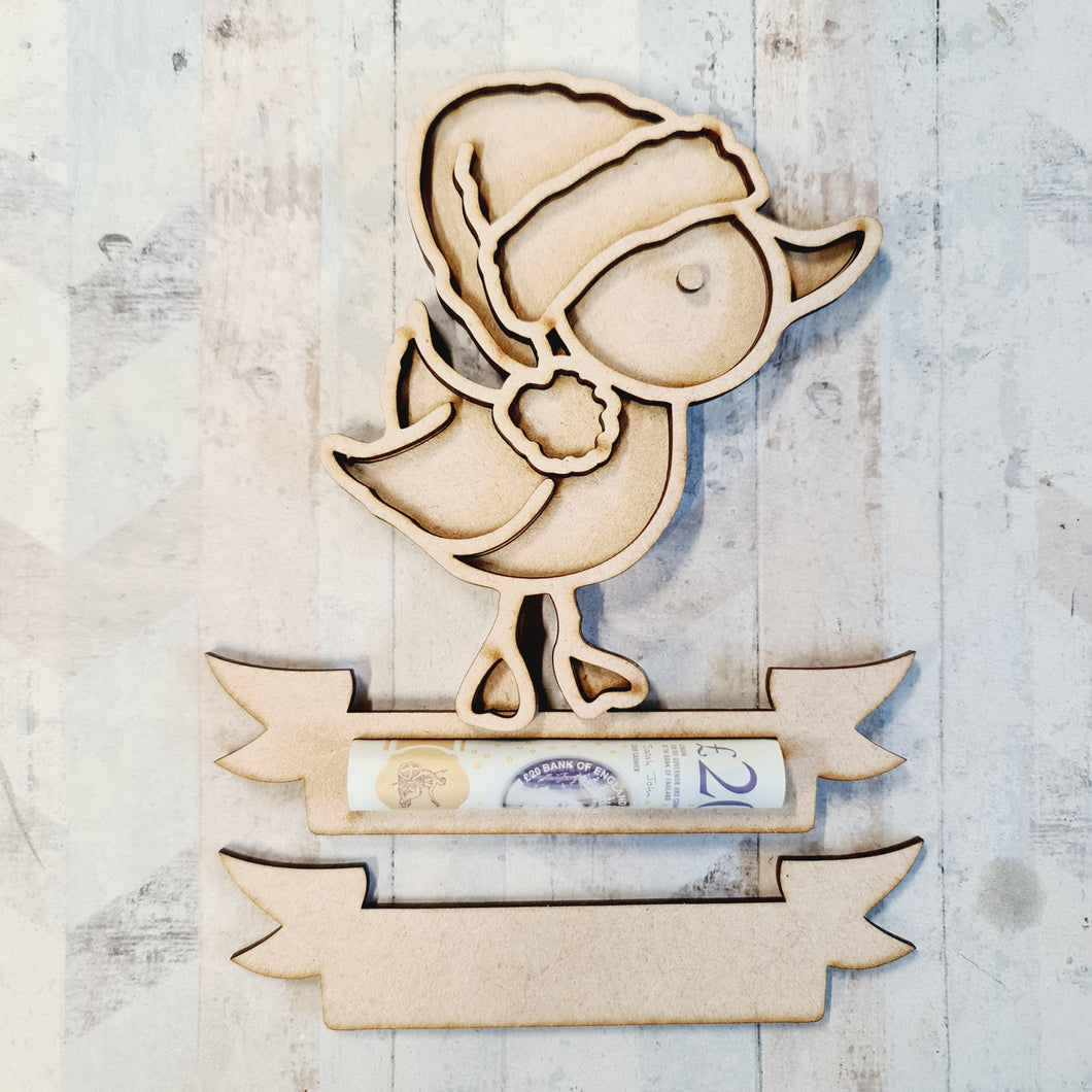 OL2664 - MDF Note Holder - Duck Santa Hat - with additional Banner - Olifantjie - Wooden - MDF - Lasercut - Blank - Craft - Kit - Mixed Media - UK