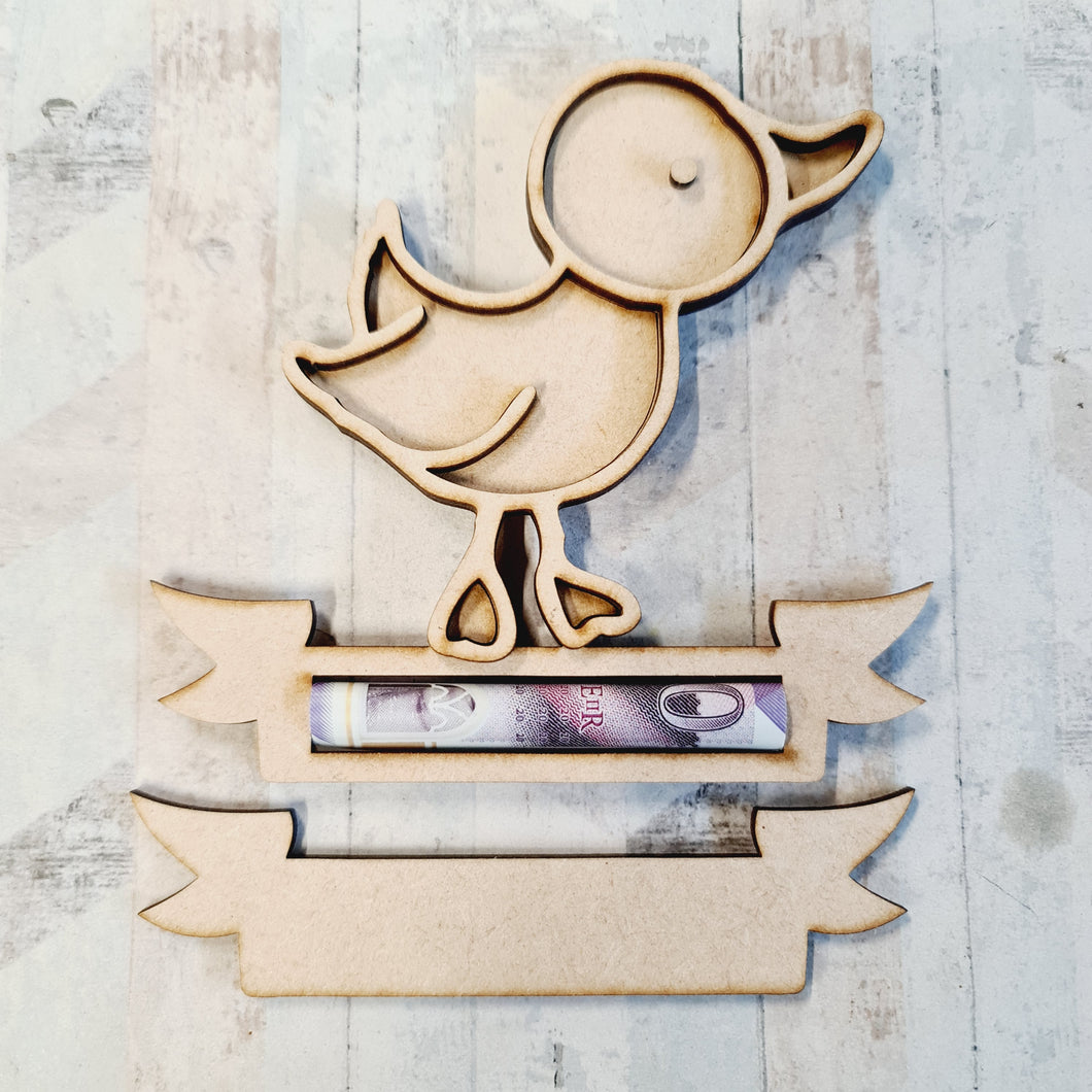 OL2665 - MDF Note Holder - Duck - with additional Banner - Olifantjie - Wooden - MDF - Lasercut - Blank - Craft - Kit - Mixed Media - UK