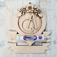 OL2596 - MDF Note Holder - Initial Bauble - with additional banner - style 2 - Olifantjie - Wooden - MDF - Lasercut - Blank - Craft - Kit - Mixed Media - UK