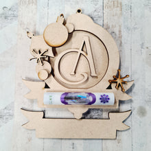 OL2597 - MDF Note Holder - Initial Bauble - with additional banner - style 3 - Olifantjie - Wooden - MDF - Lasercut - Blank - Craft - Kit - Mixed Media - UK