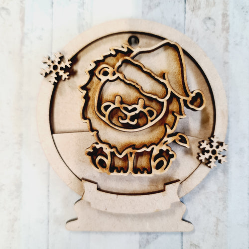 OL2504 - MDF Lion Christmas Bauble Snow Globe - Olifantjie - Wooden - MDF - Lasercut - Blank - Craft - Kit - Mixed Media - UK