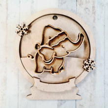 OL2496 - MDF Elephant 2 Christmas Bauble Snow Globe - Olifantjie - Wooden - MDF - Lasercut - Blank - Craft - Kit - Mixed Media - UK