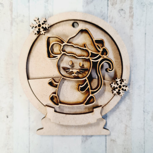 OL2519 - MDF Mouse Christmas Bauble Snow Globe - Olifantjie - Wooden - MDF - Lasercut - Blank - Craft - Kit - Mixed Media - UK