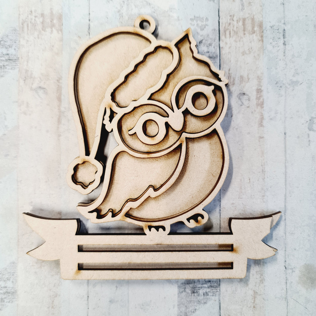 OL2604 - MDF Note Holder - Owl 2 - with additional banner - Olifantjie - Wooden - MDF - Lasercut - Blank - Craft - Kit - Mixed Media - UK