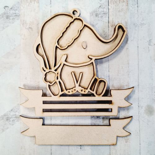 OL2608 - MDF Note Holder - Elephant 2 - with additional banner - Olifantjie - Wooden - MDF - Lasercut - Blank - Craft - Kit - Mixed Media - UK