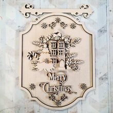 OL2554 - MDF Farmhouse Christmas - Hanging layered Sign  -  Tall House - wording options - Olifantjie - Wooden - MDF - Lasercut - Blank - Craft - Kit - Mixed Media - UK