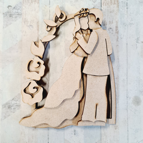 SJ256  - MDF Sarah Jane Sentimental Range - Wedding Couple - Olifantjie - Wooden - MDF - Lasercut - Blank - Craft - Kit - Mixed Media - UK