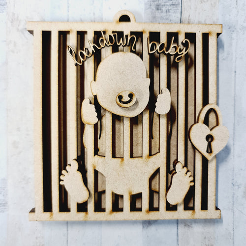 SJ402 - MDF Sarah Jane Lockdown Baby Jail kit - Olifantjie - Wooden - MDF - Lasercut - Blank - Craft - Kit - Mixed Media - UK