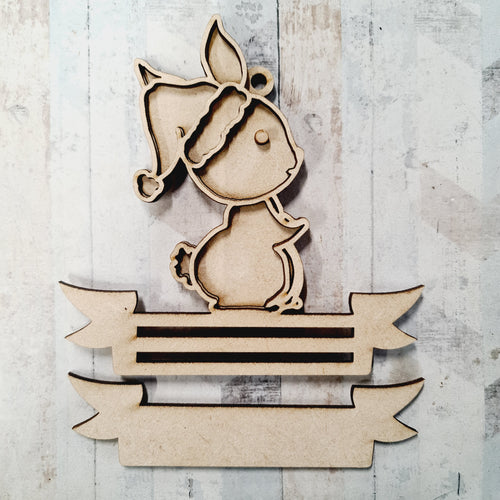 OL2649 - MDF Note Holder - Bunny 2 - with additional banner - Olifantjie - Wooden - MDF - Lasercut - Blank - Craft - Kit - Mixed Media - UK