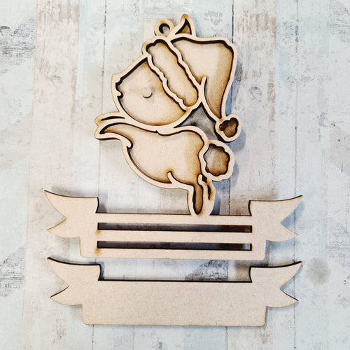OL2651 - MDF Note Holder - Bunny 4 - with additional banner - Olifantjie - Wooden - MDF - Lasercut - Blank - Craft - Kit - Mixed Media - UK