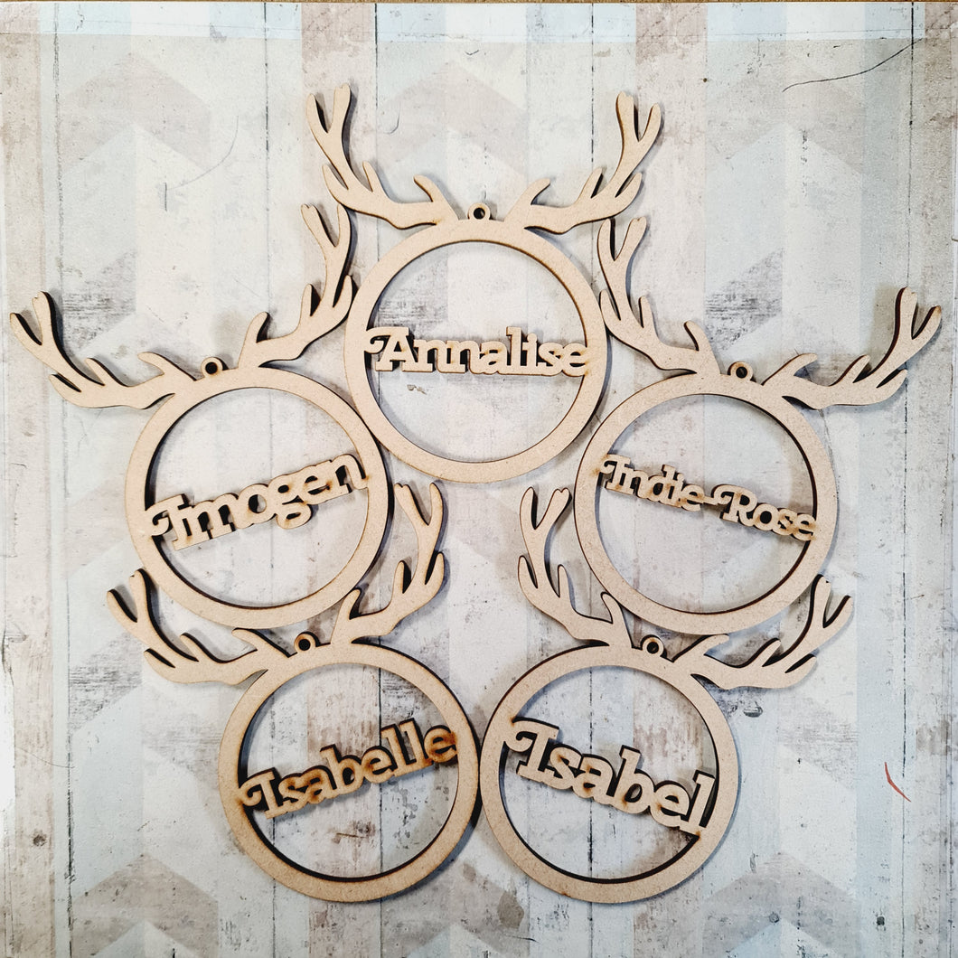 SALE - MDF RD30 - Set of 5 Reindeer Baubles - Olifantjie - Wooden - MDF - Lasercut - Blank - Craft - Kit - Mixed Media - UK