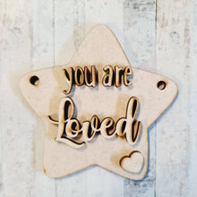 OL2843 - MDF 10cm Inspirational Star  - You are loved - Olifantjie - Wooden - MDF - Lasercut - Blank - Craft - Kit - Mixed Media - UK