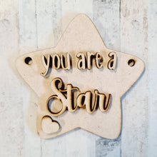 OL2844 - MDF 10cm Inspirational Star  - You are a star - Olifantjie - Wooden - MDF - Lasercut - Blank - Craft - Kit - Mixed Media - UK