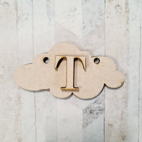 CY134 - Cloud 1 Mix Match Bunting with Initial - 10cm - Olifantjie - Wooden - MDF - Lasercut - Blank - Craft - Kit - Mixed Media - UK