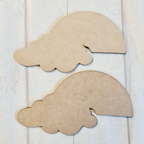 SALE - MDF Set of 2 Rainbow Clouds 20cm CC102 - Olifantjie - Wooden - MDF - Lasercut - Blank - Craft - Kit - Mixed Media - UK