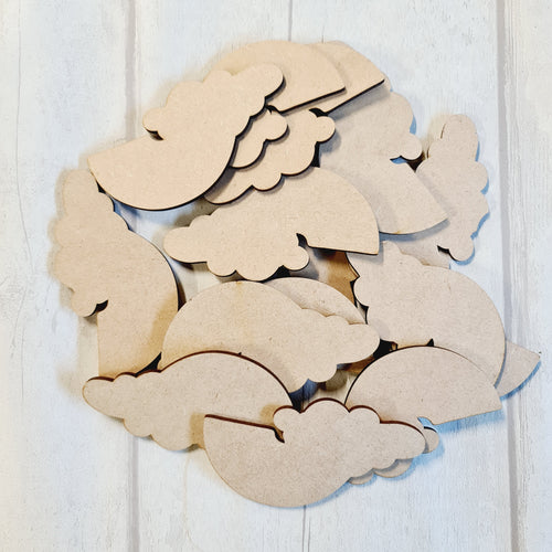 SALE - MDF Bag of Rainbow Clouds 10cm CC111 - Olifantjie - Wooden - MDF - Lasercut - Blank - Craft - Kit - Mixed Media - UK