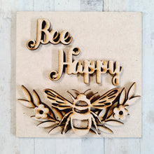 OL3134 - MDF Ladder Insert Tile - Bee Happy - Olifantjie - Wooden - MDF - Lasercut - Blank - Craft - Kit - Mixed Media - UK