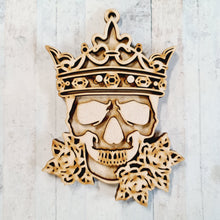 OL3192 - MDF King Skull Doodle Hanging with or without banner - Olifantjie - Wooden - MDF - Lasercut - Blank - Craft - Kit - Mixed Media - UK