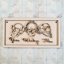 OL3186 - MDF 3 Skulls - See, Hear, Speak no Evil Plaque - Personalised - Olifantjie - Wooden - MDF - Lasercut - Blank - Craft - Kit - Mixed Media - UK