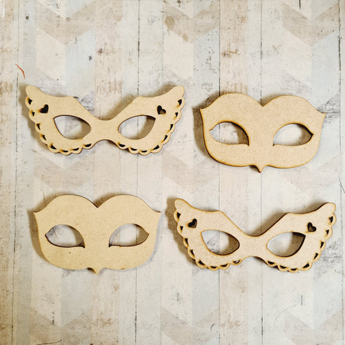 SALE - MDF Set of 4 Masks CC115 - Olifantjie - Wooden - MDF - Lasercut - Blank - Craft - Kit - Mixed Media - UK