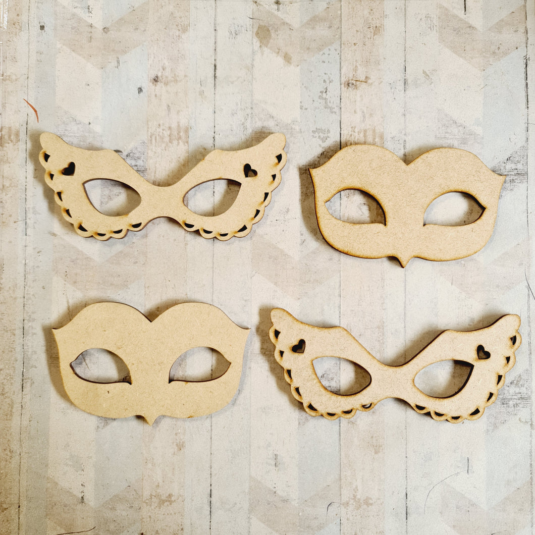 SALE - MDF Set of 4 Masks CK9 - Olifantjie - Wooden - MDF - Lasercut - Blank - Craft - Kit - Mixed Media - UK